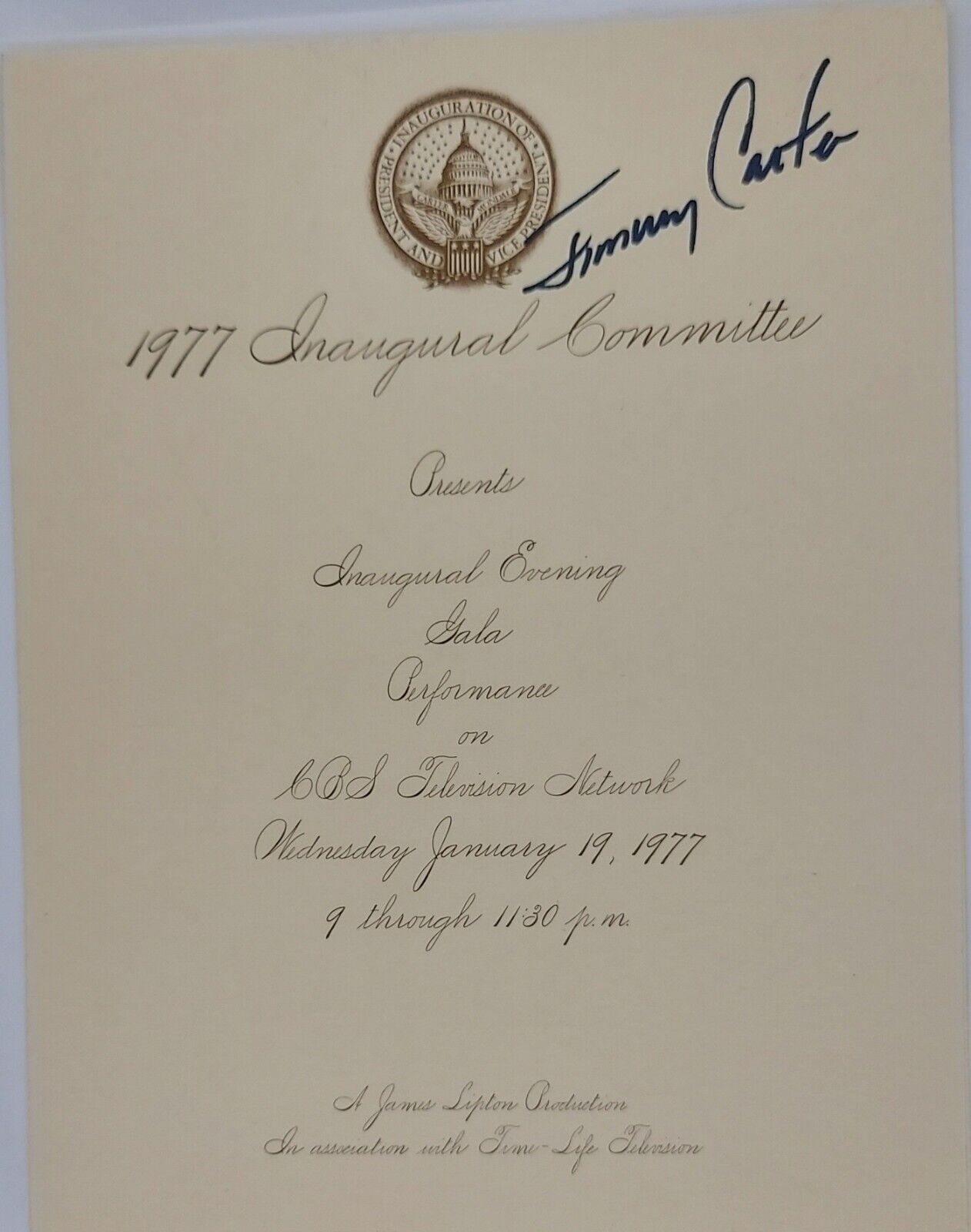  President Jimmy Carter Signed 1977 Inaugural Committee Program