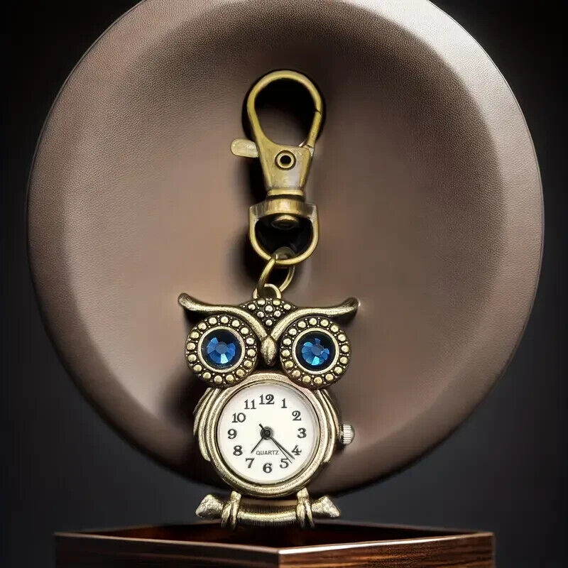 Vintage Noble Owl Keychain Watch Hanging Quartz Watch Creative Gift Men Girl New