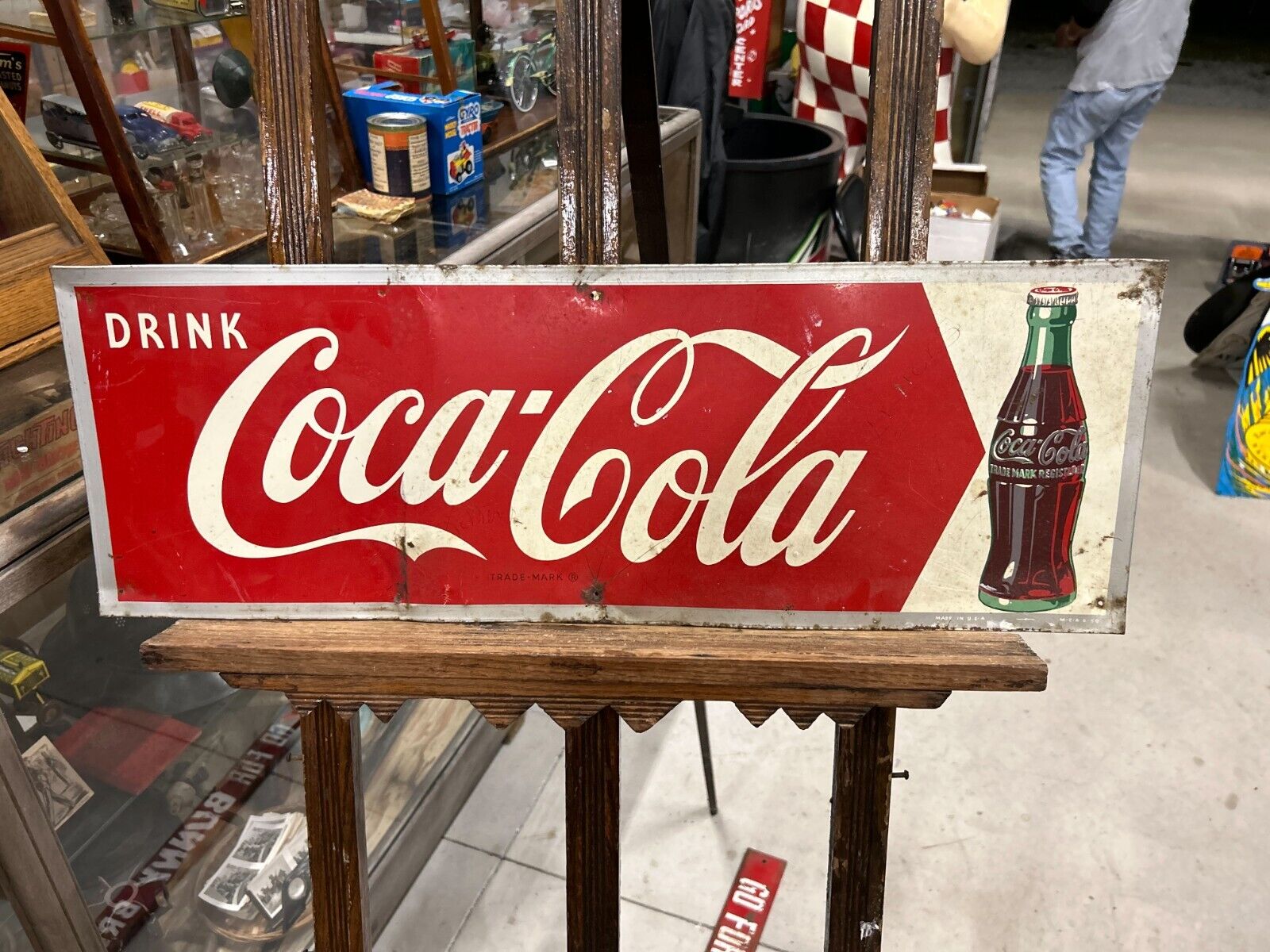 1950 Coca-Cola Arrow Metal Sign 27 1/2