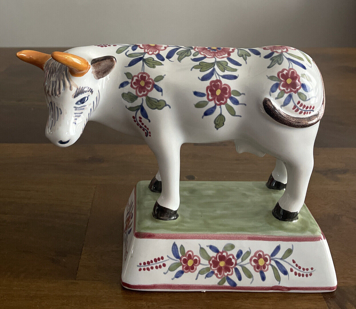 RARE Tiffany & Co. Faience Pottery Hand Painted Decorated Cow Figure