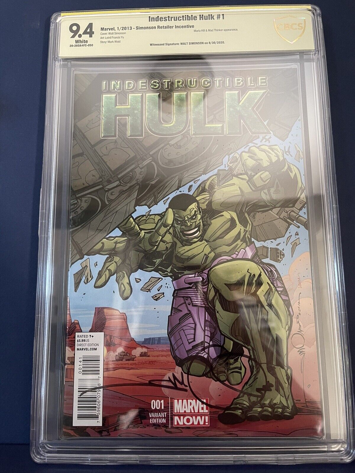 Indestructible Hulk # 1B Simonson Variant 1:50 Signed By Walt Simonson CBCS 9.4