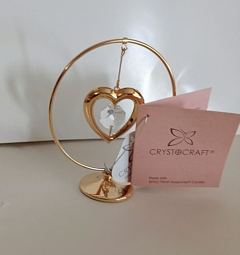 Heart on a stand CRYSTOCRAFT. With Swarovski stones and documents