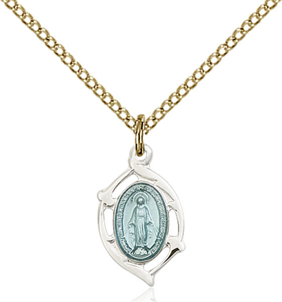 Small Gold Filled Our Lady Grace Miraculous Virgin Mary Medal Necklace Pendant