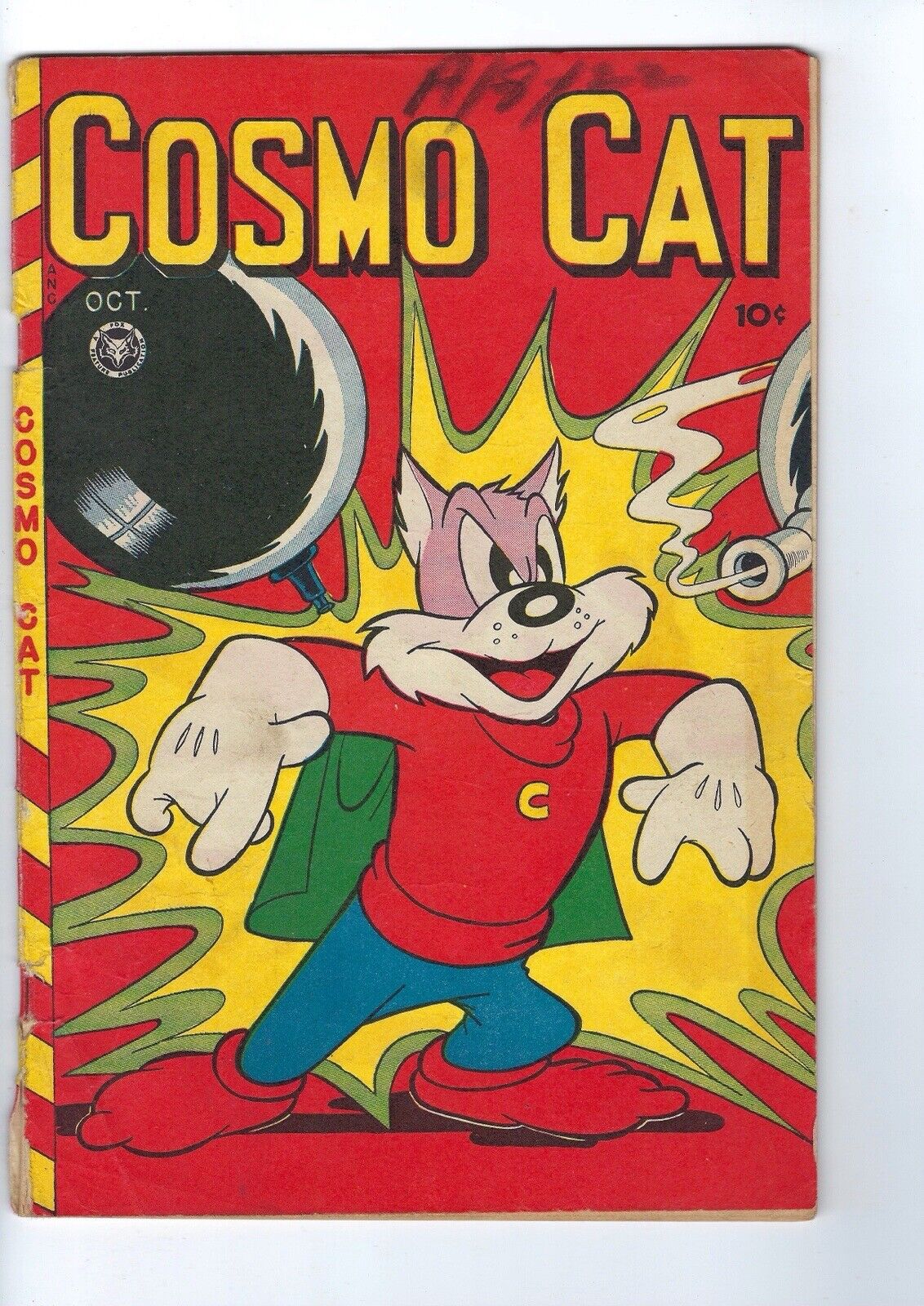 Rare Cosmo Cat #10 October 1947 Golden Age Comic Canada USA Mental Health Hero