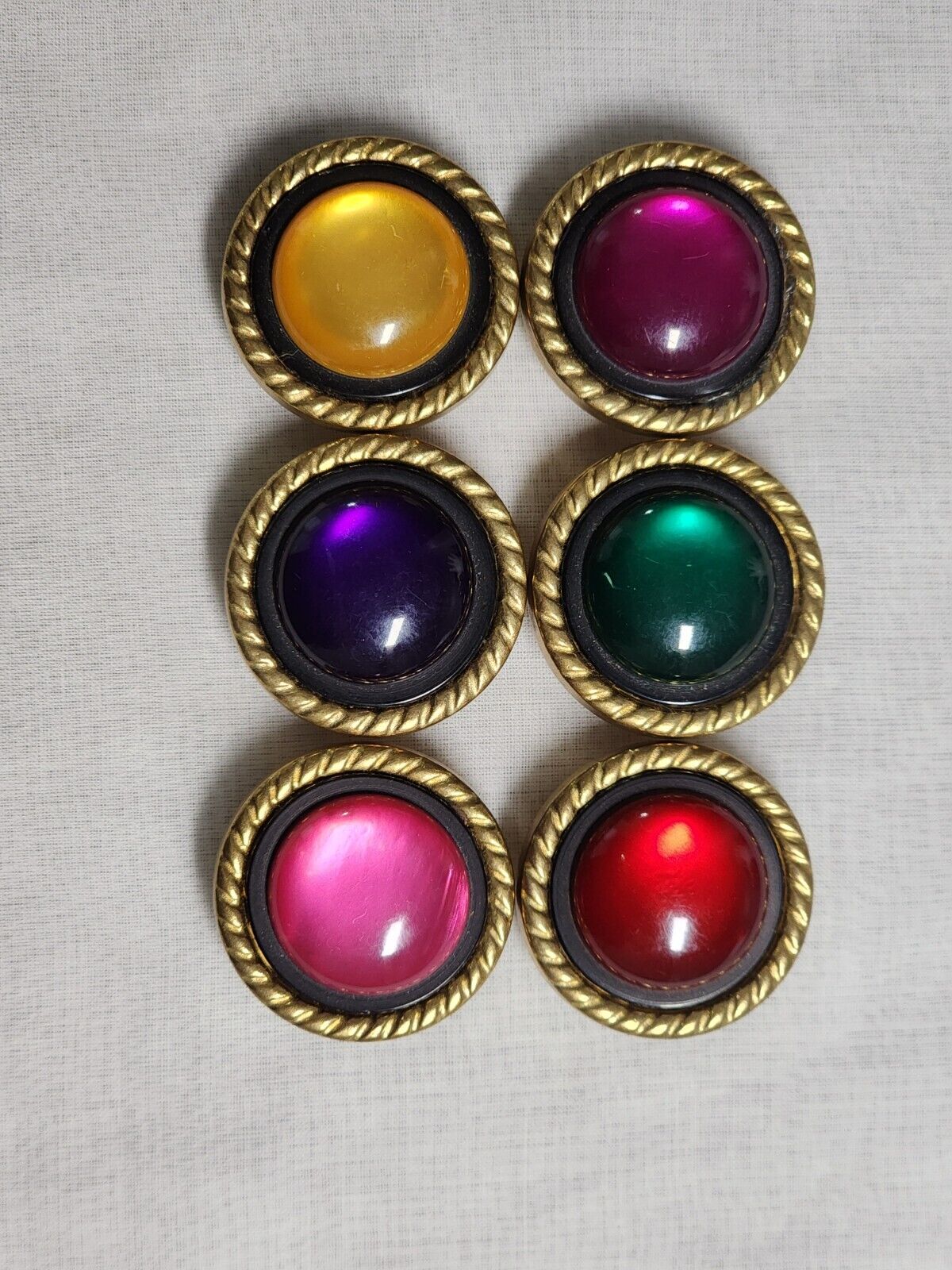 Vintage NONY New York Multi Color Round Dome Button Covers Set of 6 Moonglow
