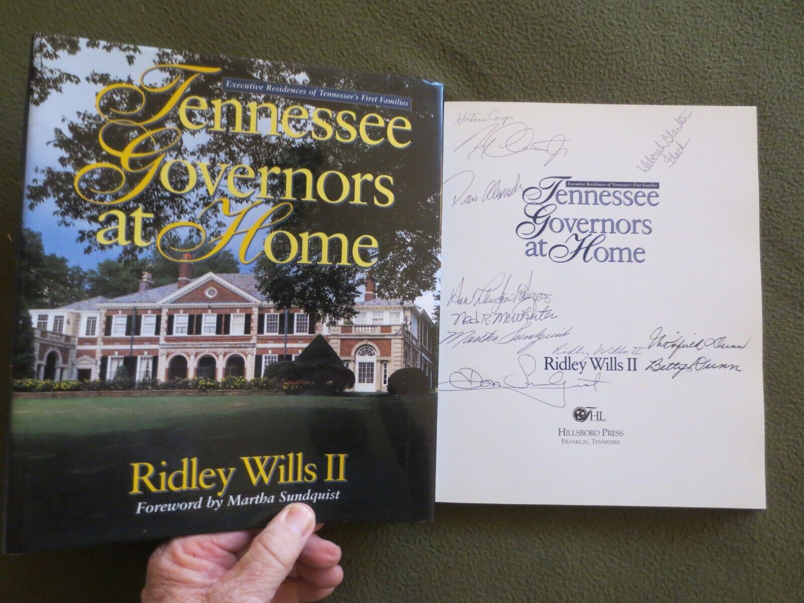Tennessee Governors at Home ELEVEN SIGNATURES Author, Governors, Wives, Children
