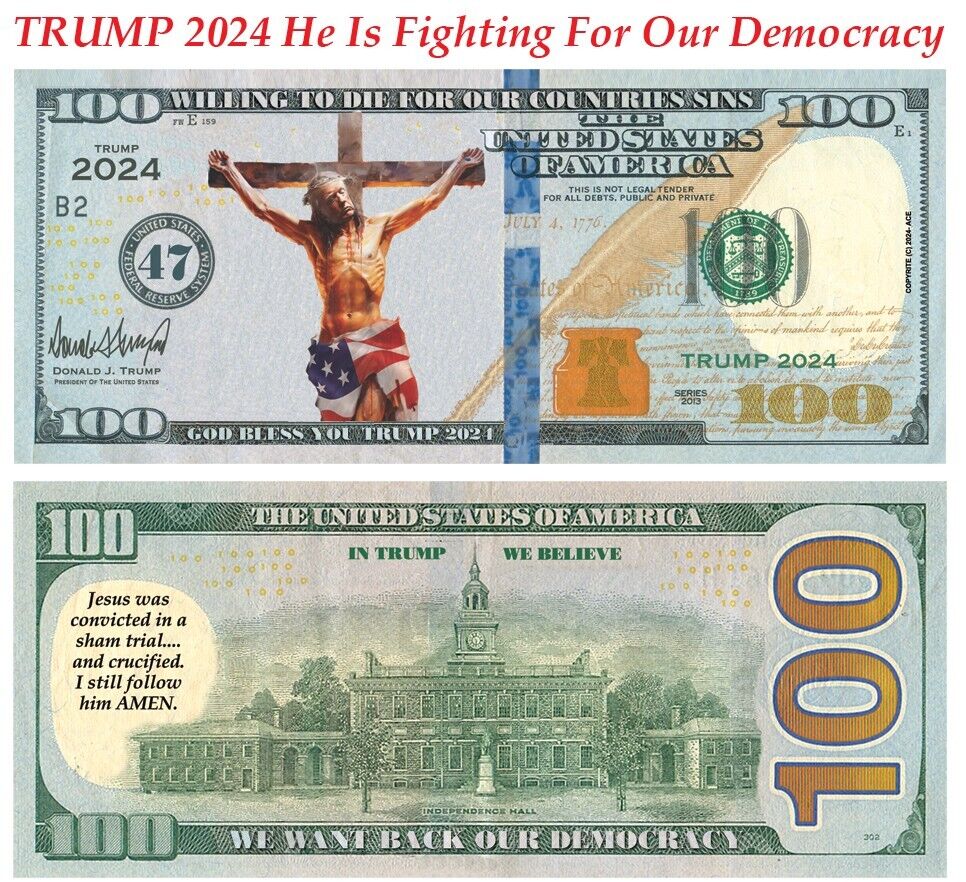 100 pack Trump Is Fighting For Democracy 2024  Dollar Bills Money Maga