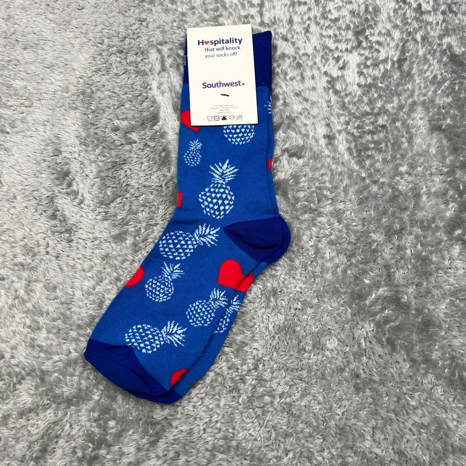 Southwest Airlines Socks Pineapple Blue Red White by Hospitality