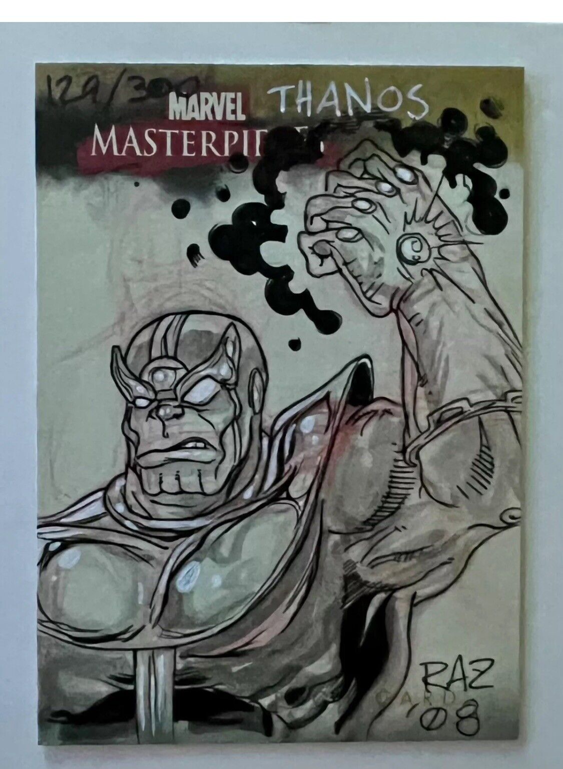 2008 Upper Deck Marvel Masterpieces Series 2 Sketch Card Thanos by RAZ Ortiz 1/1