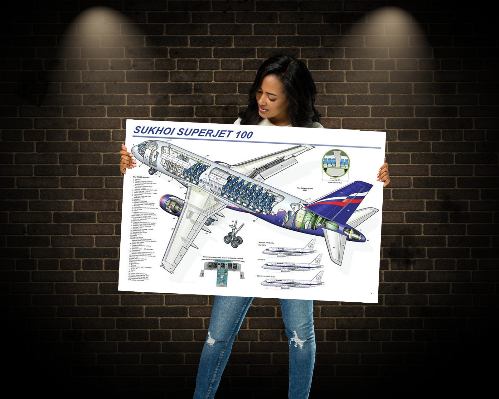 Sukhoi SuperJet 100 Cutaway Poster  24\