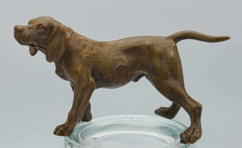 Vintage/Antique Hound Dog Bronze Miniature Sculpture Approx 2\