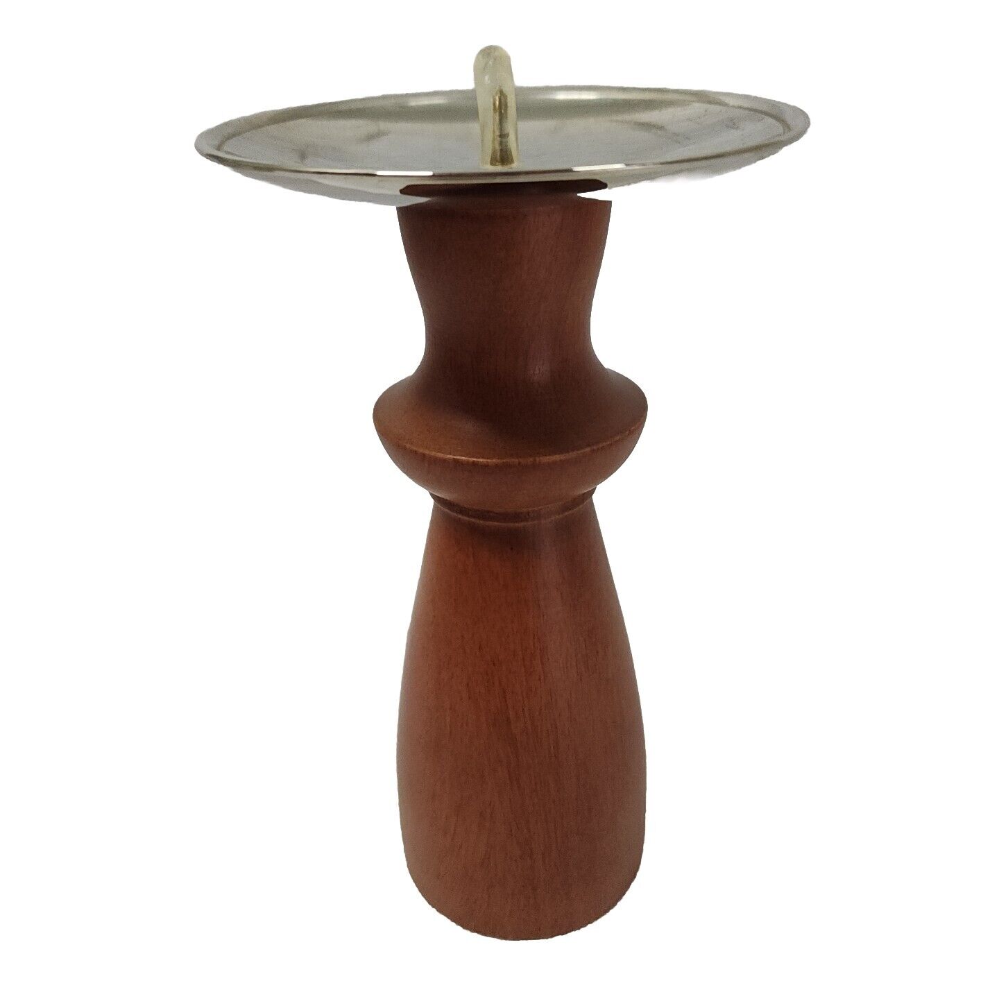 MCM Danish Modern Pillar Candle Holder Candlestick Teak Wood Pedestal 6.5 in