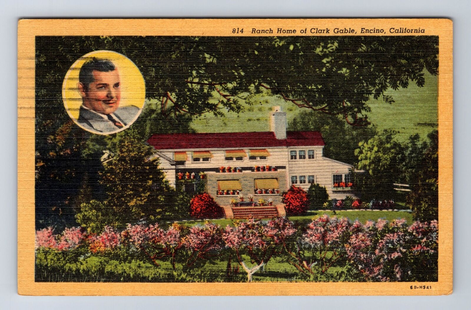 Encino CA-California, Ranch Home Of Clark Gable, Antique, Vintage c1953 Postcard