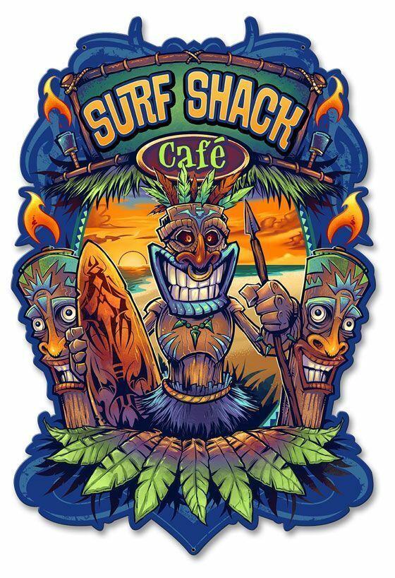 Surf Shack Cafe Tiki Laser Cut Metal Sign