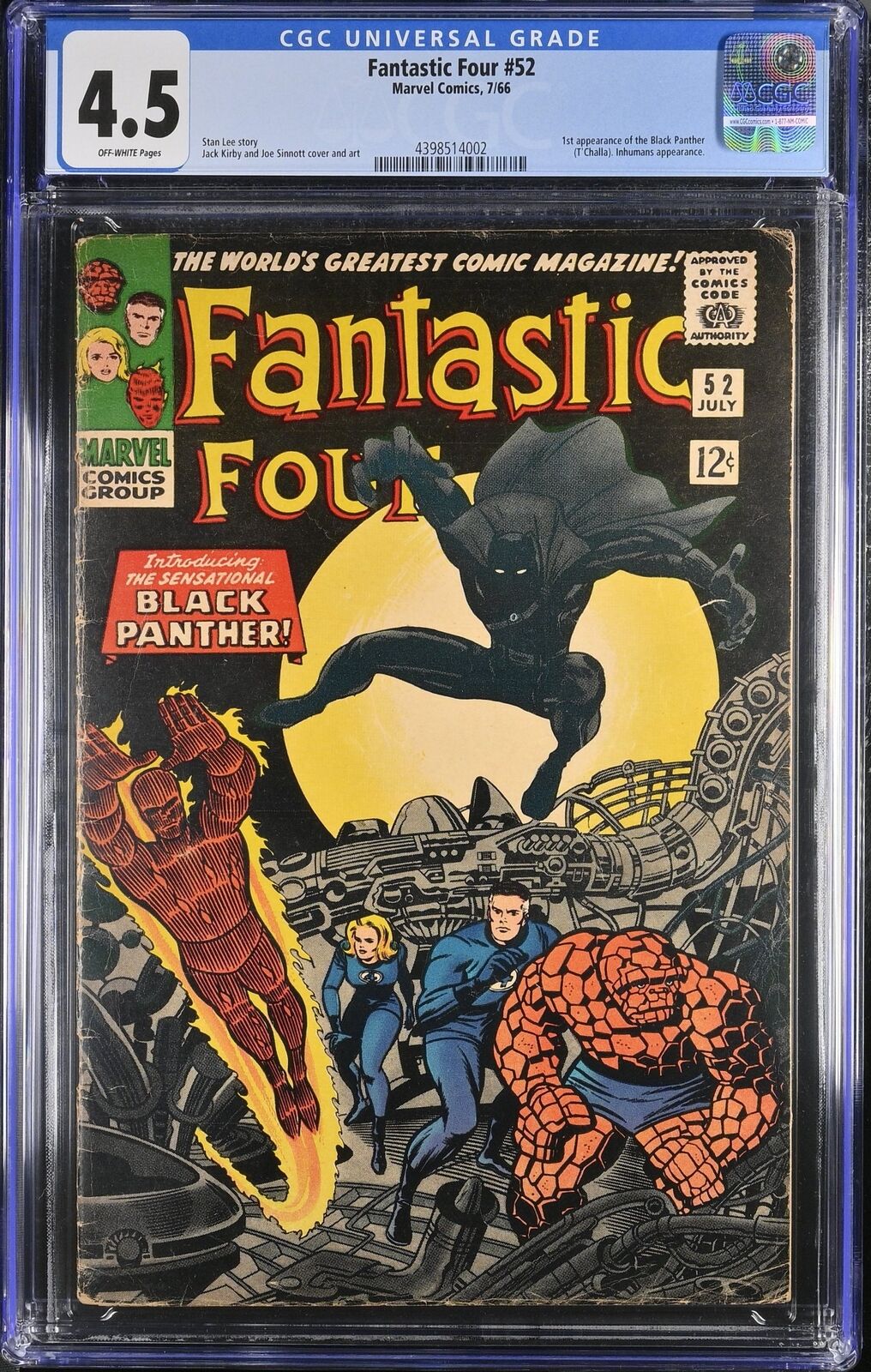 Fantastic Four #52 CGC VG+ 4.5 Off White 1st Appearance of Black Panther
