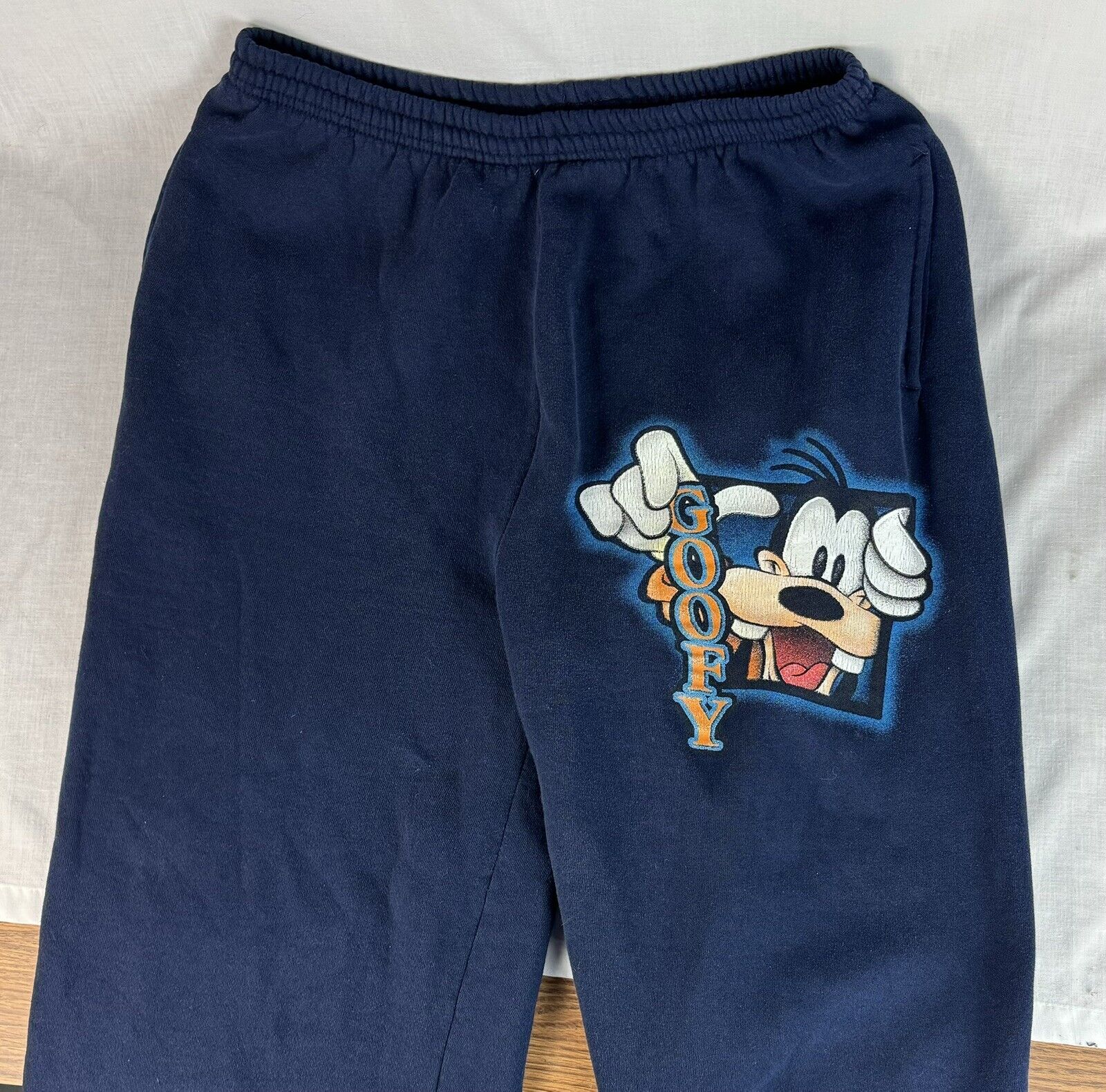 Vintage 90s Disney Goofy Sweatpants Made in USA Cartoon Navy Blue Men’s 3XL