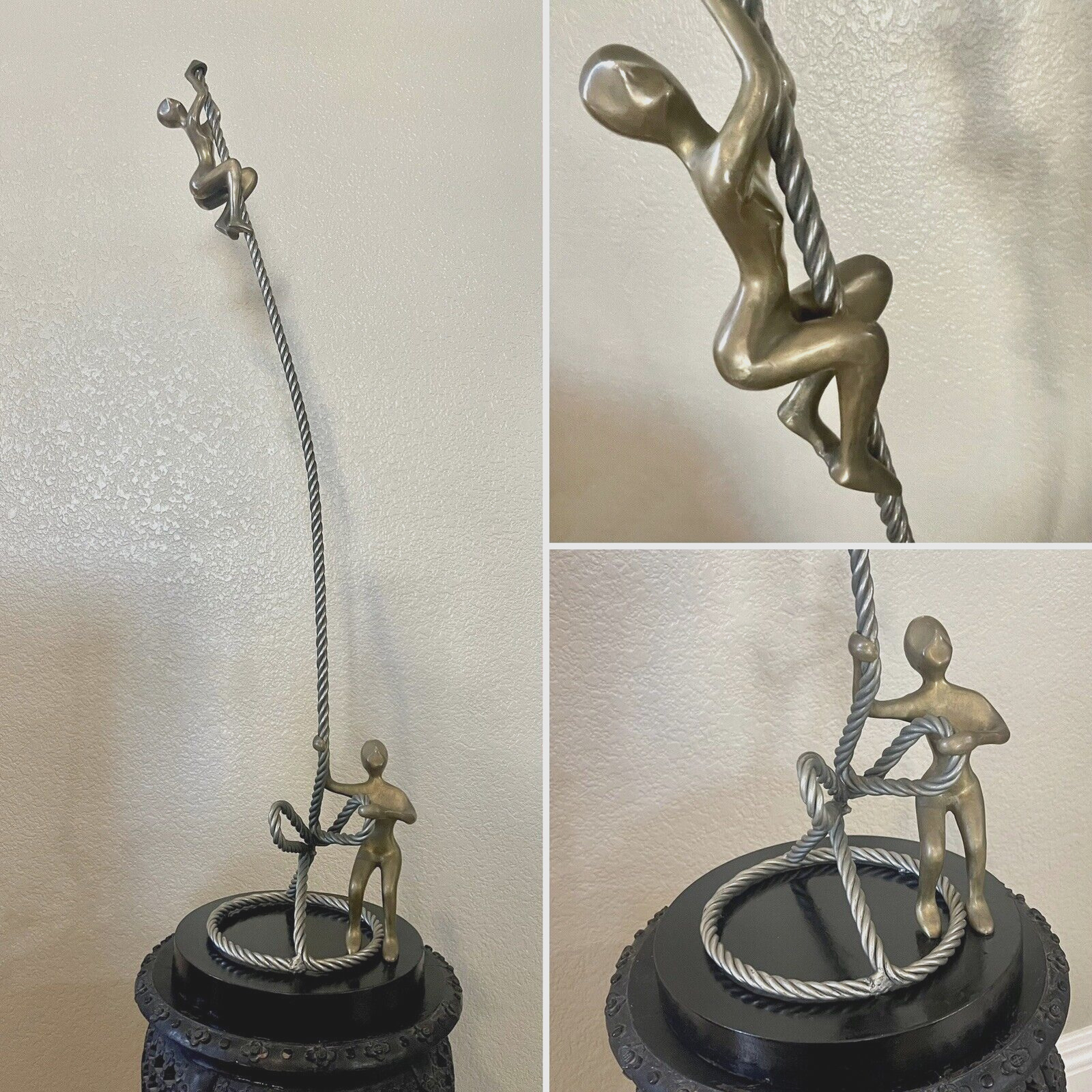 Rope Climbers Bronze Figurines Man Holding rope ~ Free standing Sculpture ~ 33