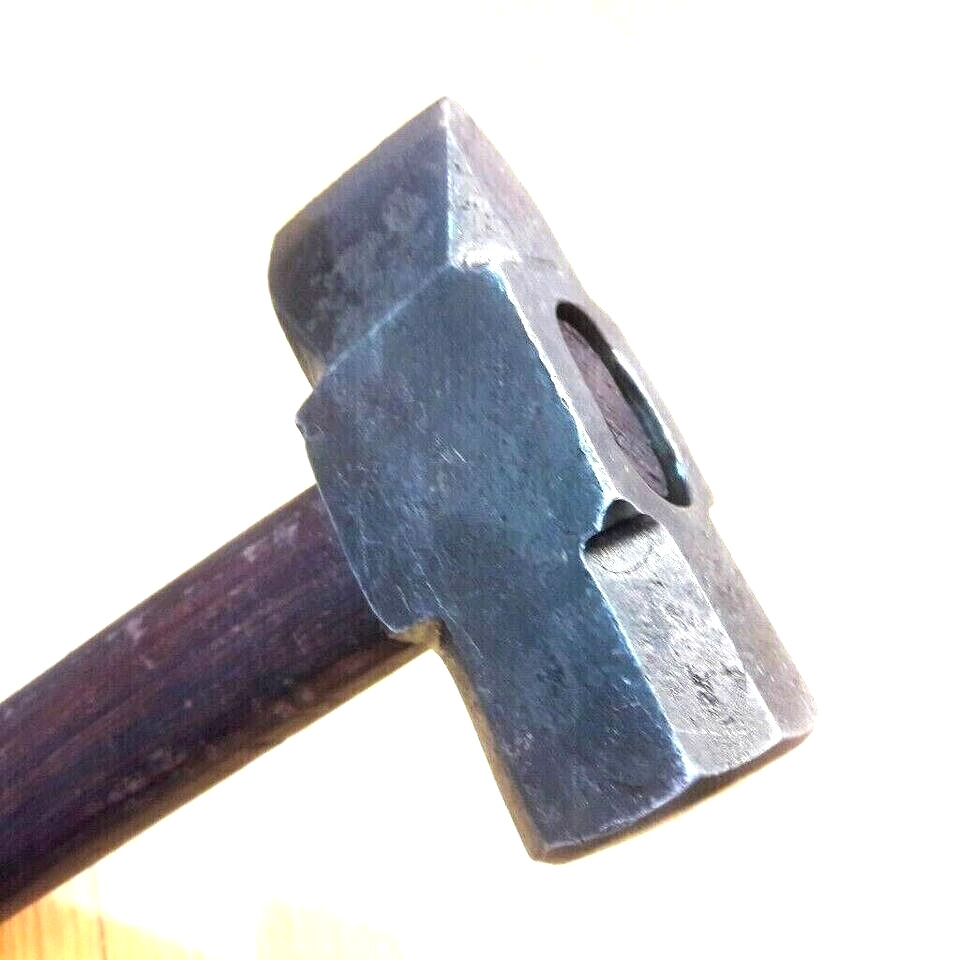 Heavy Iron Black Iron Hammer Blacksmith Wooden Handle Collectible