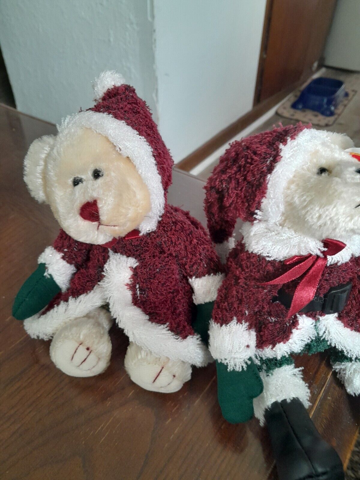ty Christmas Teddy Bear Boy Girl Cream Holiday Plush Stuffed Animal Vintage