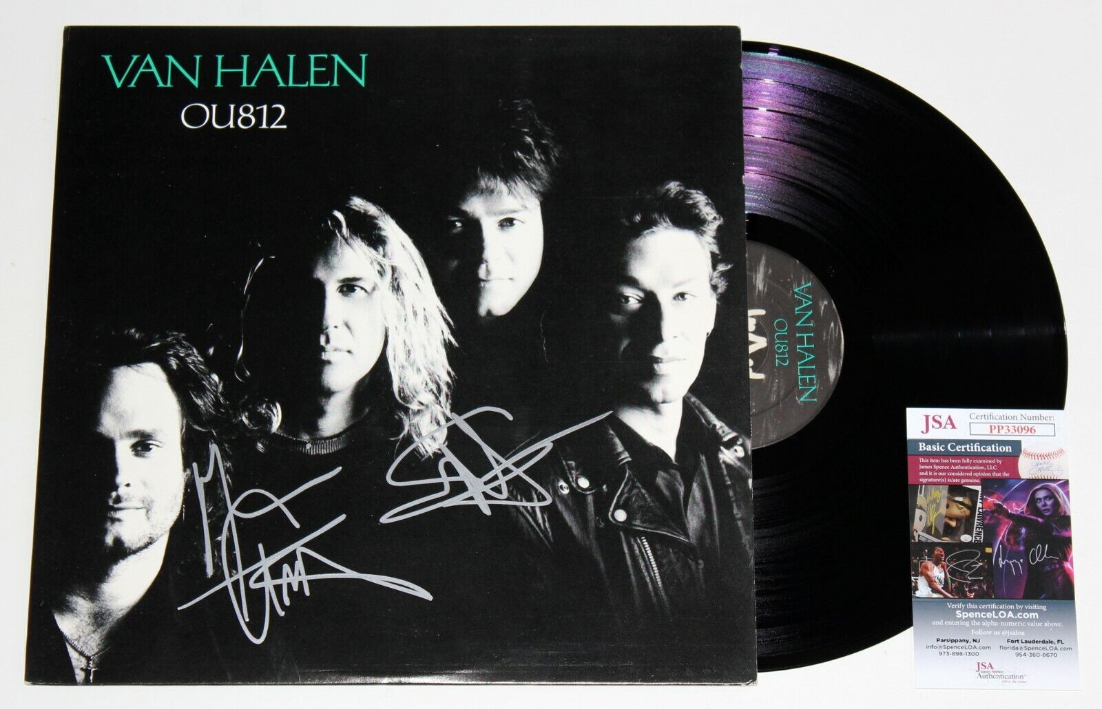 VAN HALEN SIGNED OU812 LP VINYL RECORD ALBUM SAMMY HAGAR MICHAEL ANTHONY JSA COA