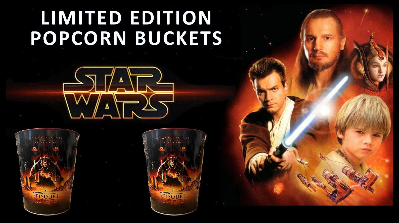 25th Anniversary Star Wars Episode 1 Phantom Menace Popcorn Tin Bucket