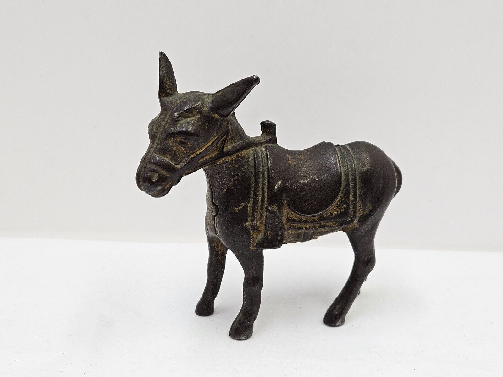 Antique Vintage Cast Iron Metal Penny Bank Mule Donkey Original Patina 