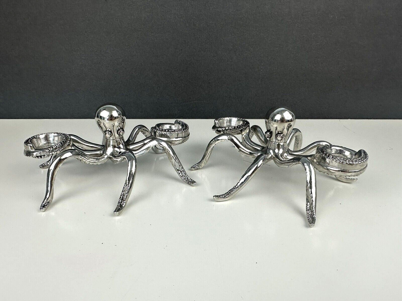 Mudpie Octopus Taper Candle Holder Six Legs Two Holders Set of 2 Ocean Decor B8