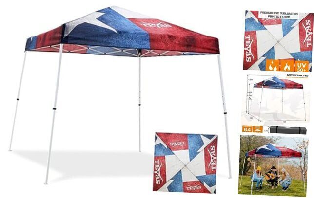  10x10 Slant Leg Pop-up Texas Flag Canopy Tent Easy One 10\'x10\' Texas Pride