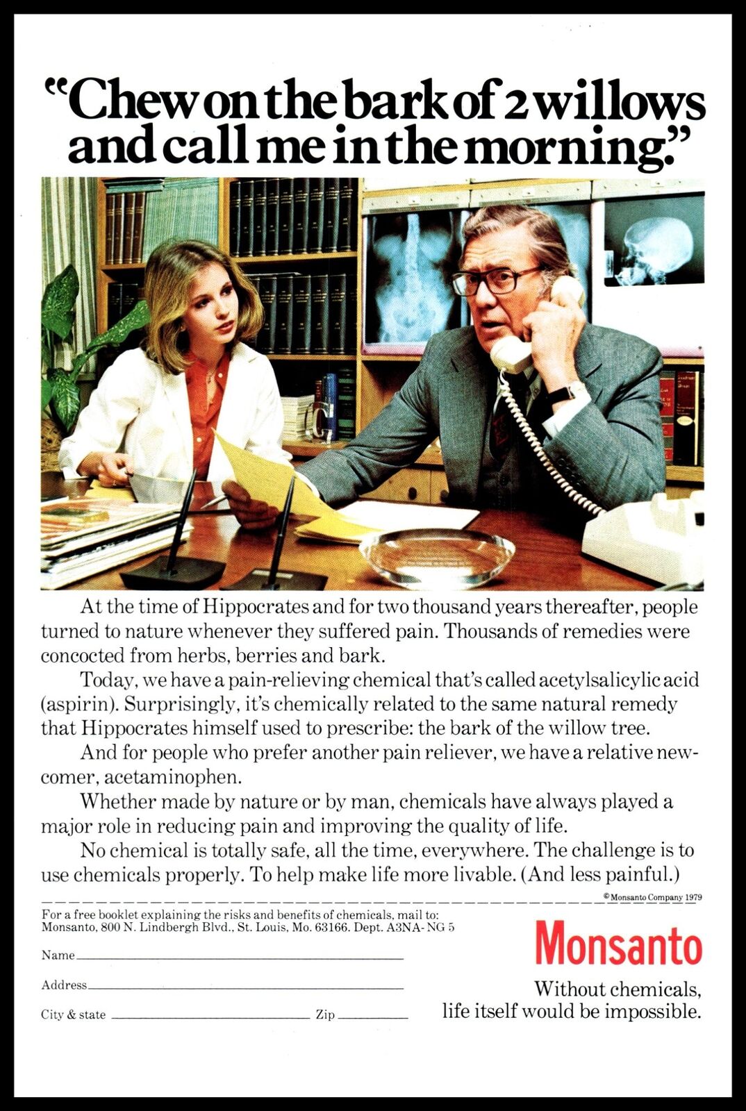 1980 Monsanto Impossible Without Chemicals Vintage Print Ad Blonde Lab Wall Art