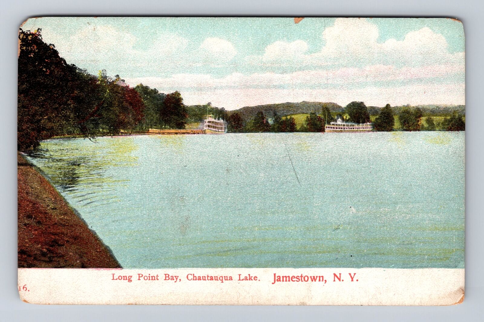 Jamestown NY-New York, Chautauqua Lake, Long Point Bay, Antique Vintage Postcard