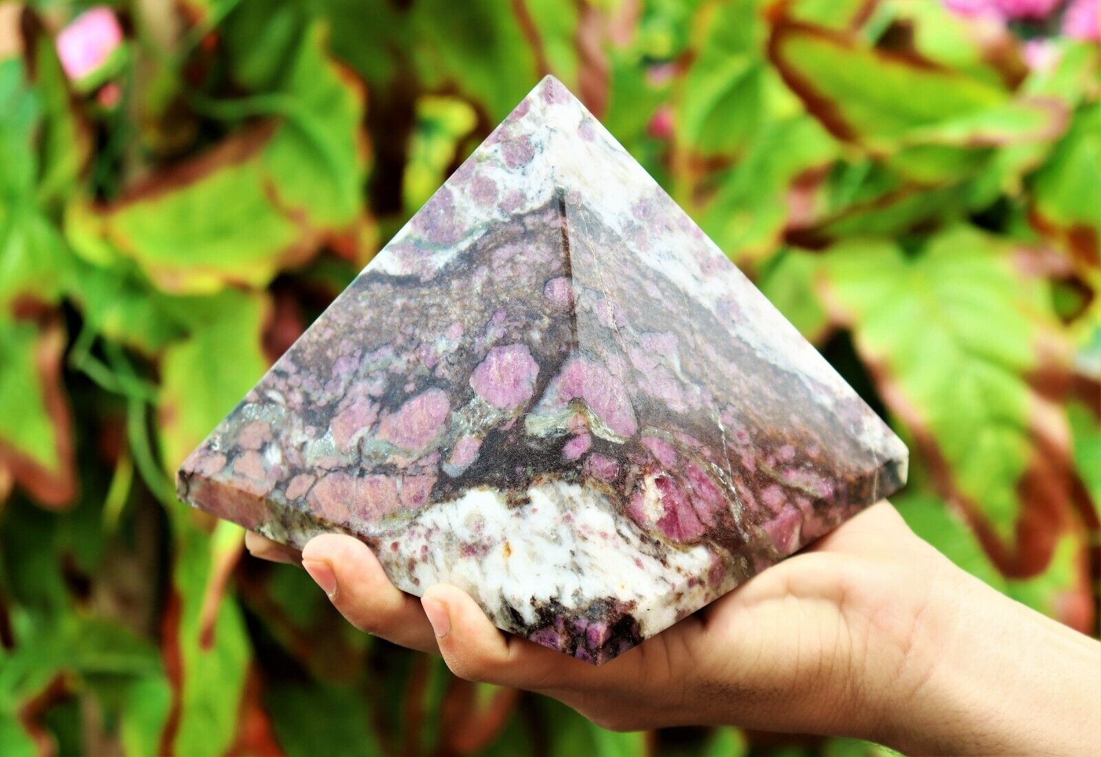 Large 125MM Ruby Corundum In Biotite Stone Minerals Metaphysical Pyramid Point