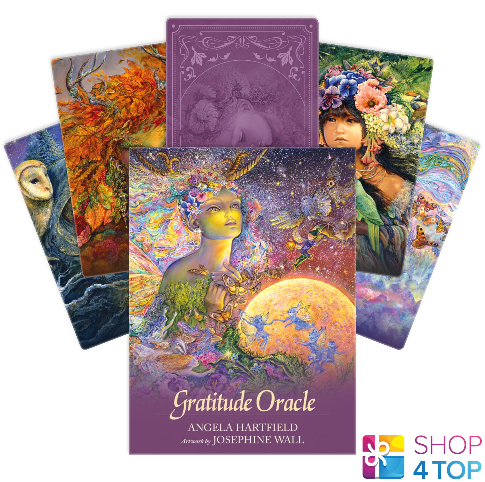 GRATITUDE ORACLE CARDS DECK BLUE ANGEL ESOTERIC ANGELA HARTFIELD NATURE ART NEW