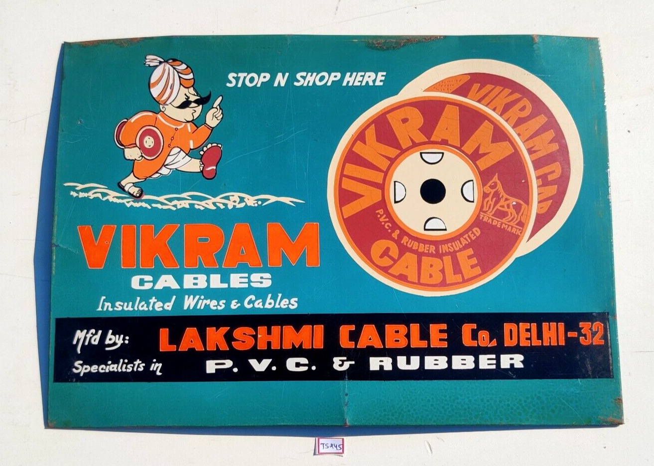 Vintage Air India Vikram Insulated Wires & Cables Advertising Tin Sign TS245