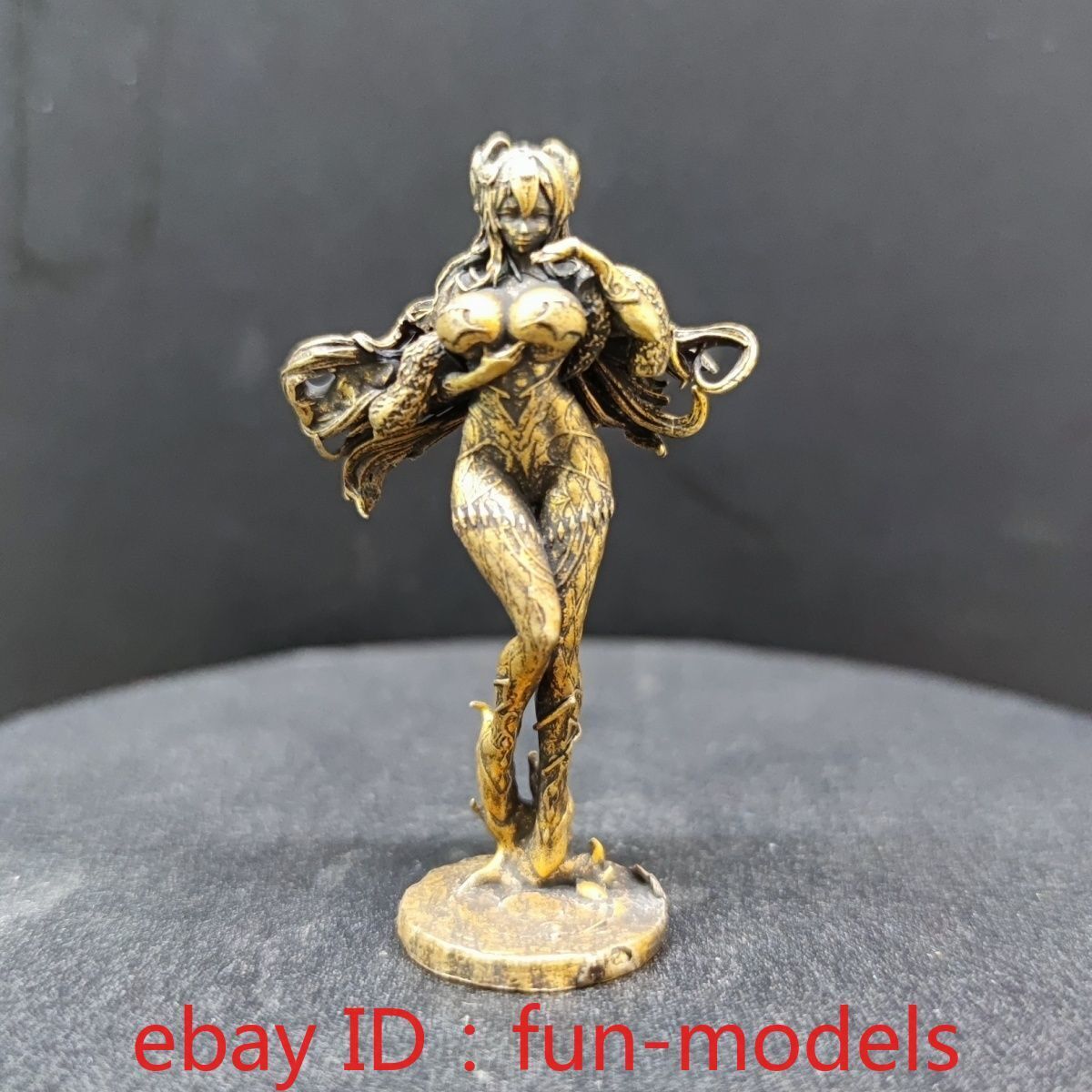 Exquisite Pure Brass Cheongsam Meimou Bilan Line Beauty Doll Sculpture Figurine