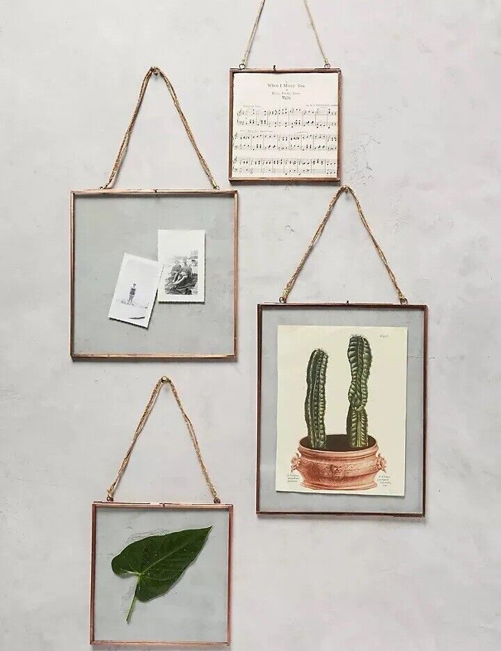 Sold Out ANTHROPOLOGIE Antique VITERI Brass Glass HANGING Picture FRAME 10x10 NW