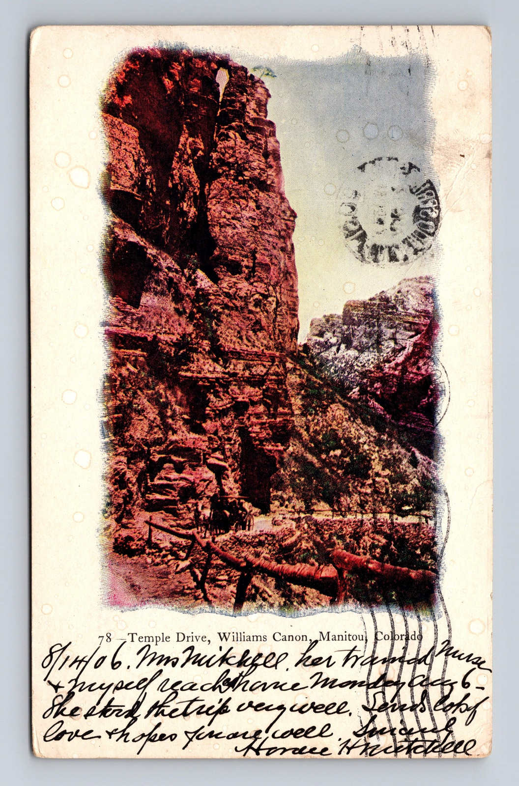 c1906 UDB Postcard Manitou CO Colorado Williams Canyon Temple Drive