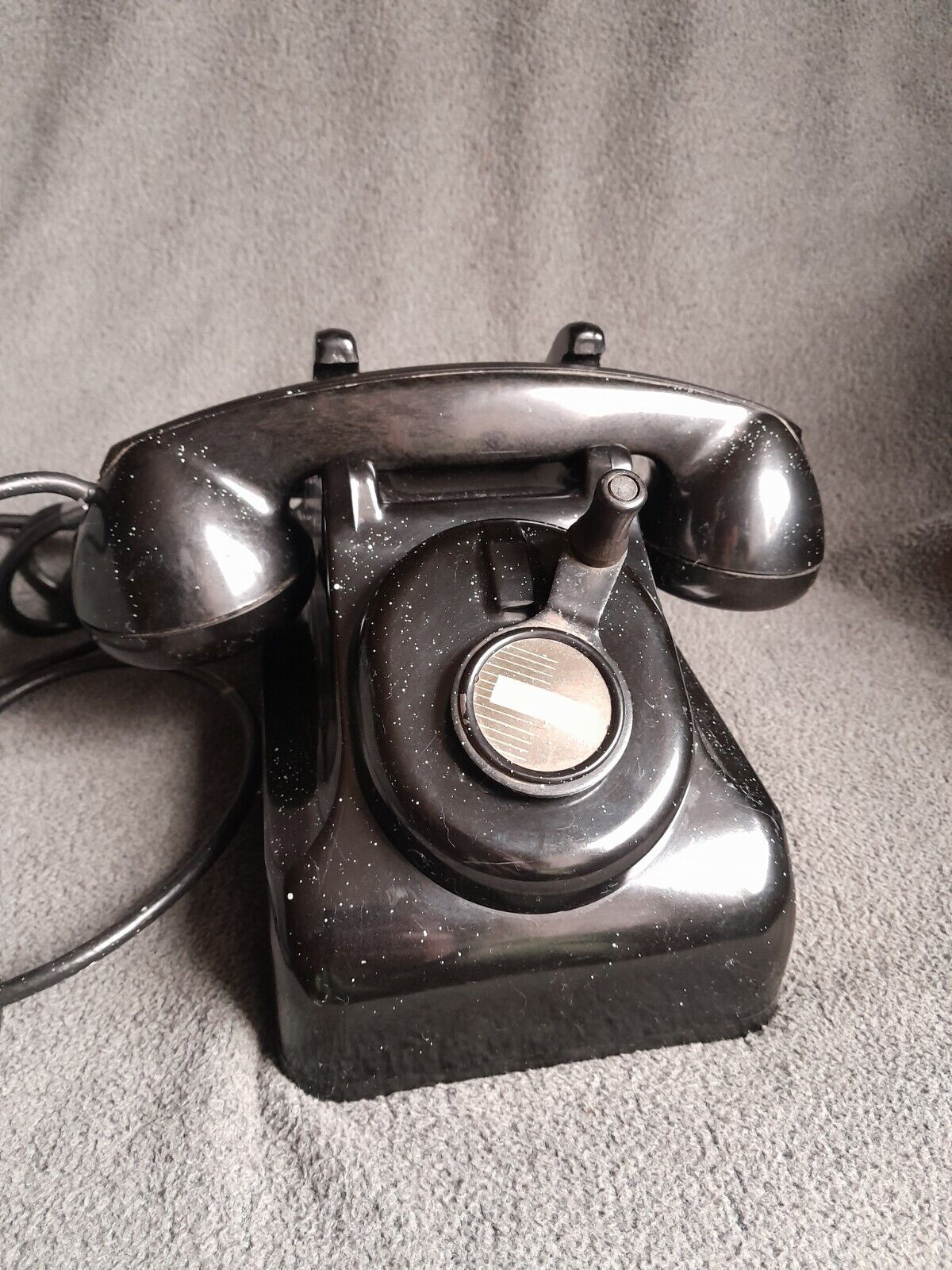 Vintage Leich Black Hand Crank Art Deco Desk Telephone Phone Antique Office