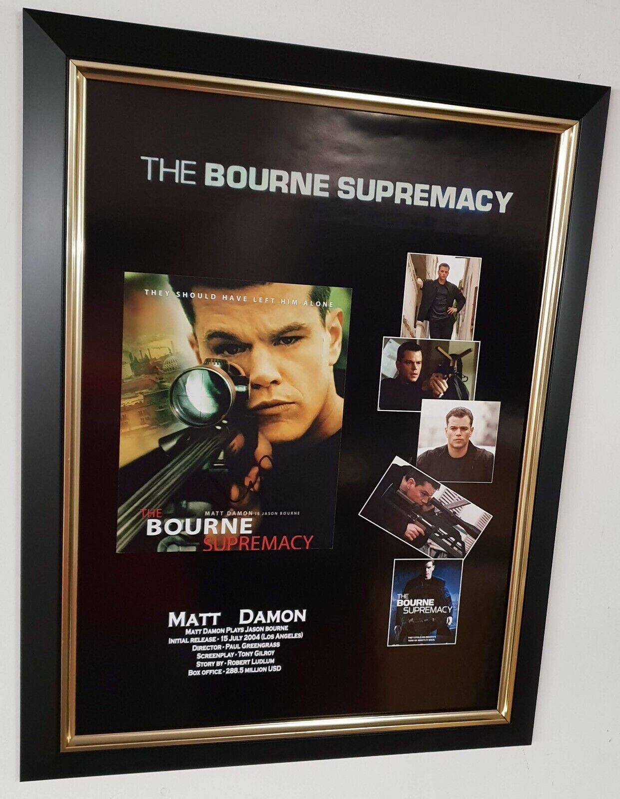 Rare Matt Damon The Bourne Supremecy Signed Photo Picture Autographed Display 