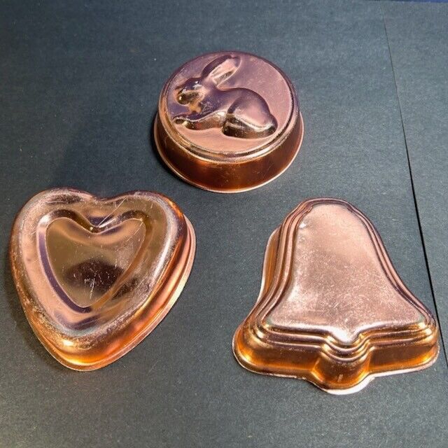 Vintage Coppertone Mini Molds Jello Wall Plaques Set Of 3 Heart Bell Bunny 