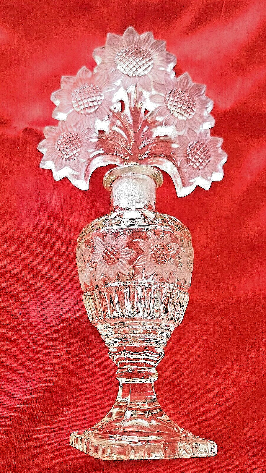Imperial Glass -  Irice Vintage 1940s Sunflower Perfume Bottle & Stopper - MINT