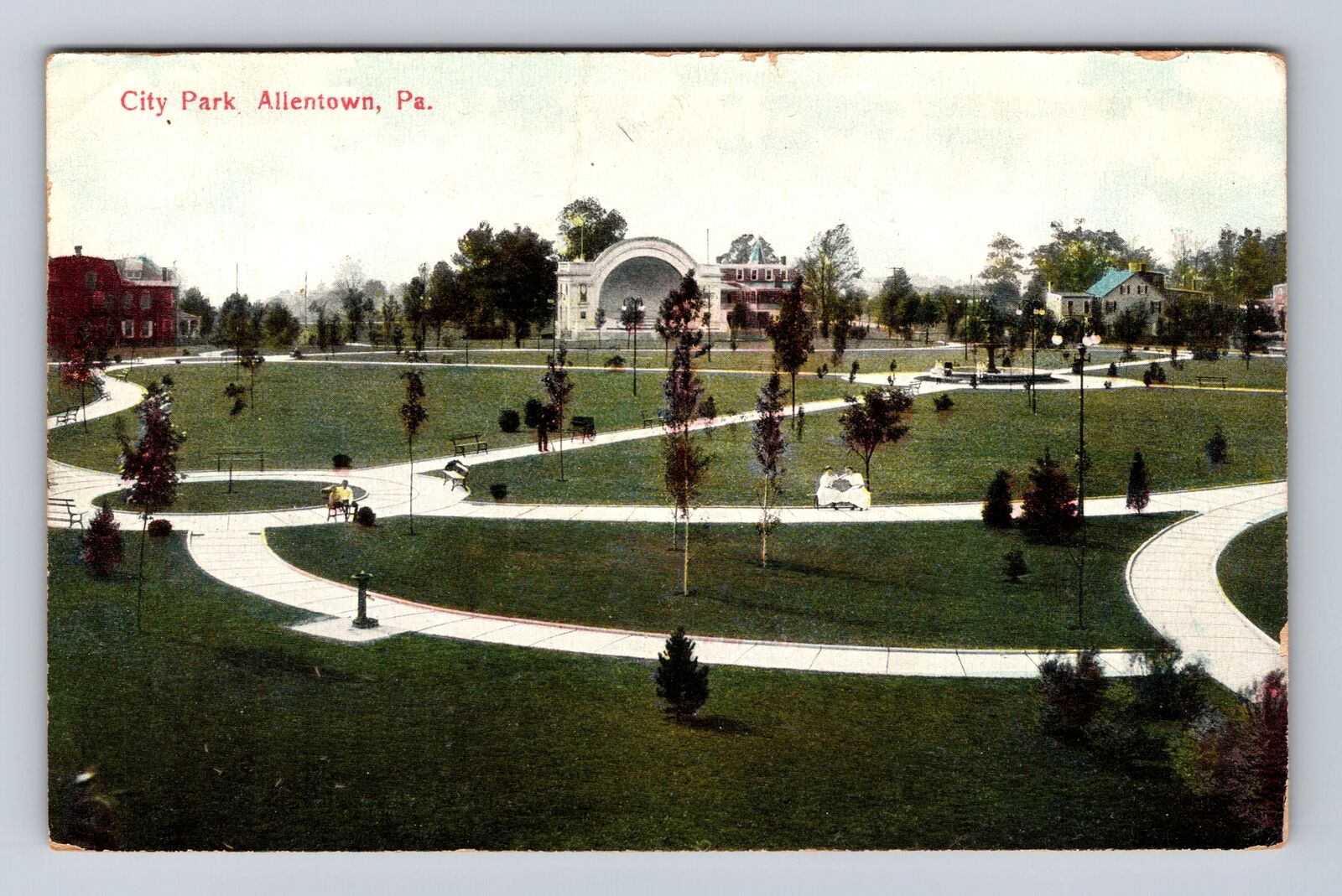 Allentown PA-Pennsylvania, City Park, Band Stand, Antique Vintage Postcard