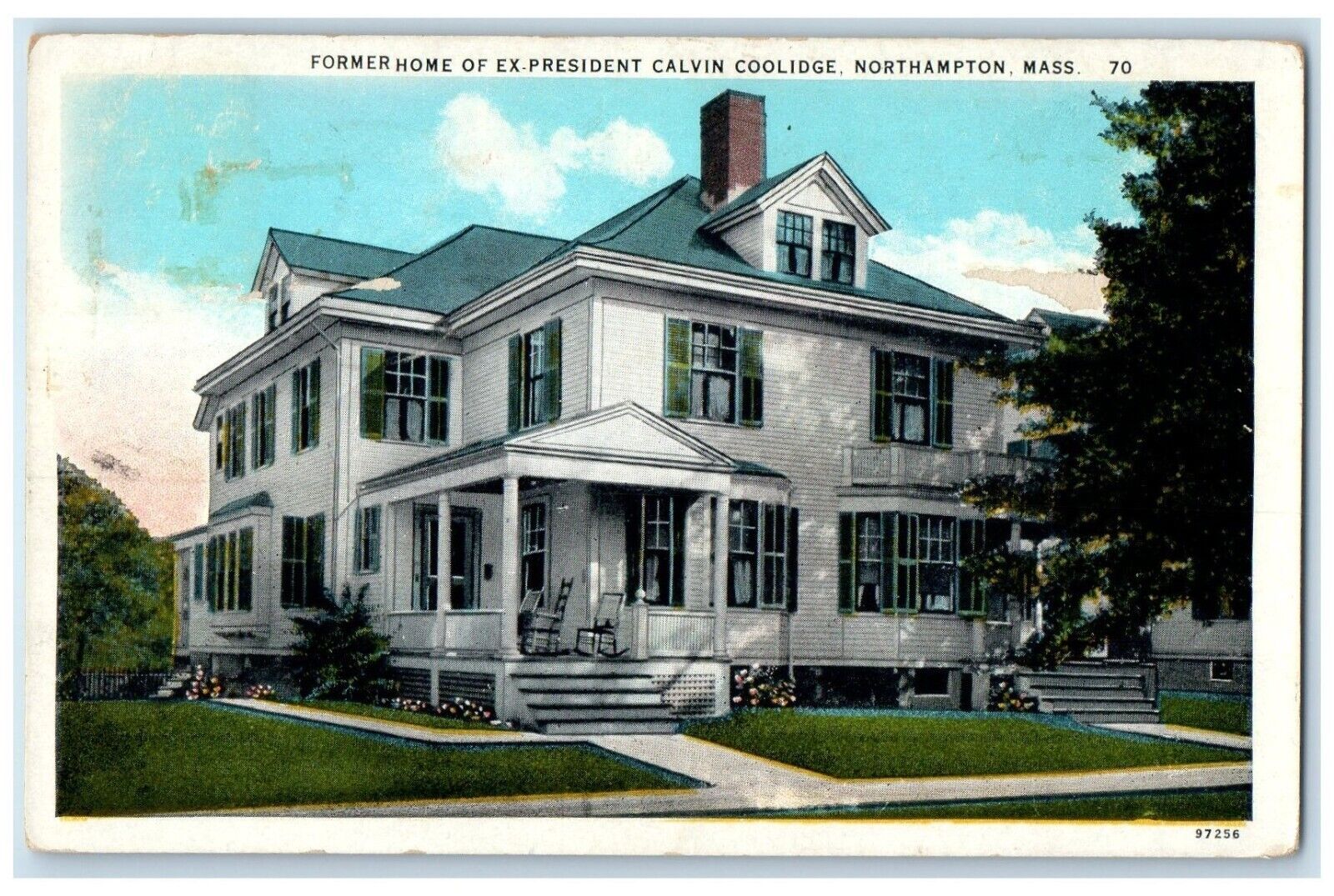 c1930's Former Home Of Ex President Calvin Coolidge Northampton MA Postcard
