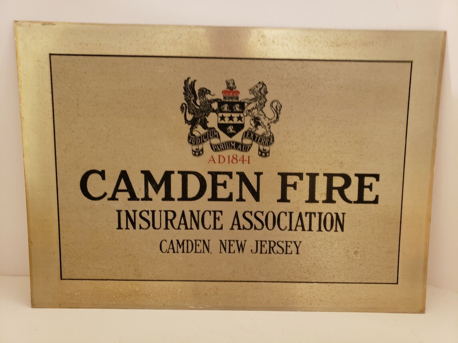 Vintage CAMDEN FIRE Insurance Association Metal Advertising Sign Camden NJ 20x14