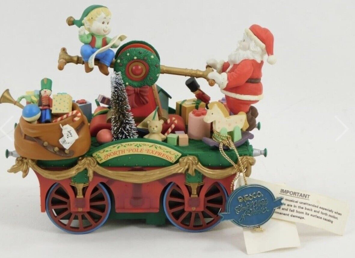 Enesco 1993 North Pole Express Keeping Santa on Track Action Musical Christmas