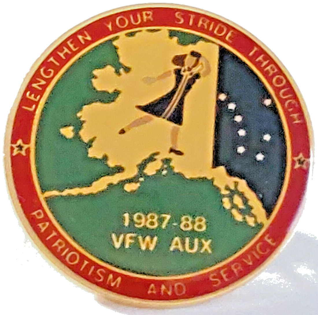 VFW Auxiliary 1987-1988 Lengthen Your Stride Through Service  Lapel Pin (072423)