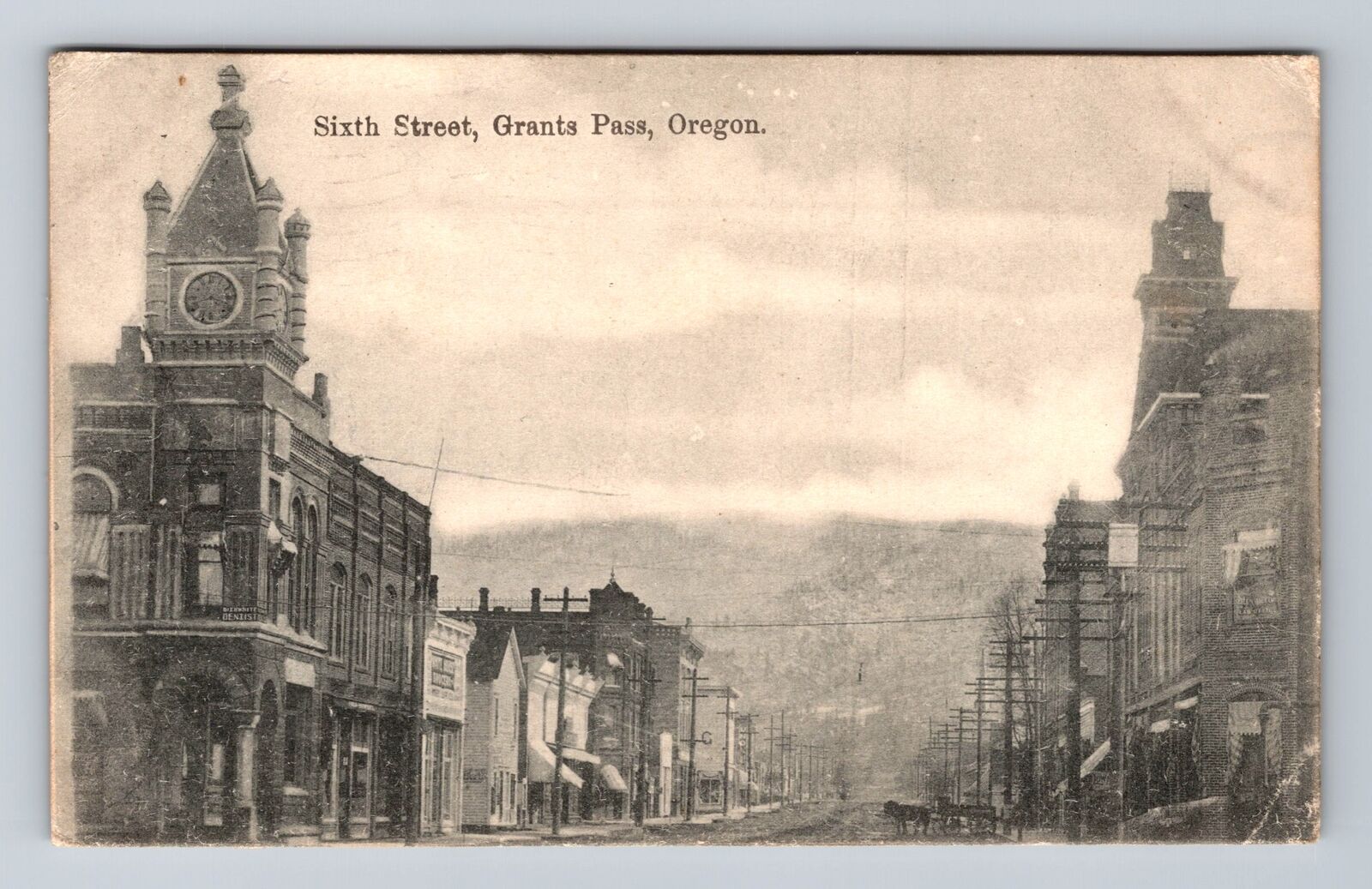 Grants Pass OR-Oregon, Sixth Street, Advertisement, Vintage c1909 Postcard