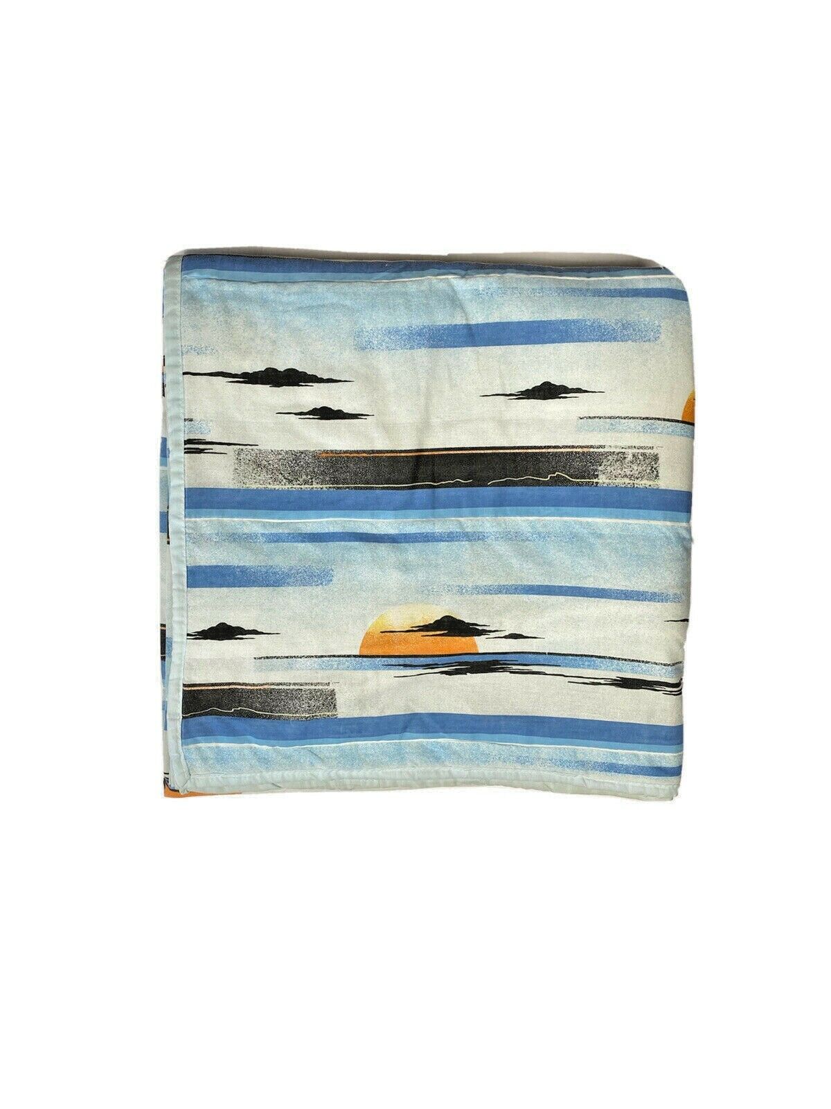 Vintage Southwestern Comforter Bedding Throw Blanket Quilt 70s Retro Blue Orange