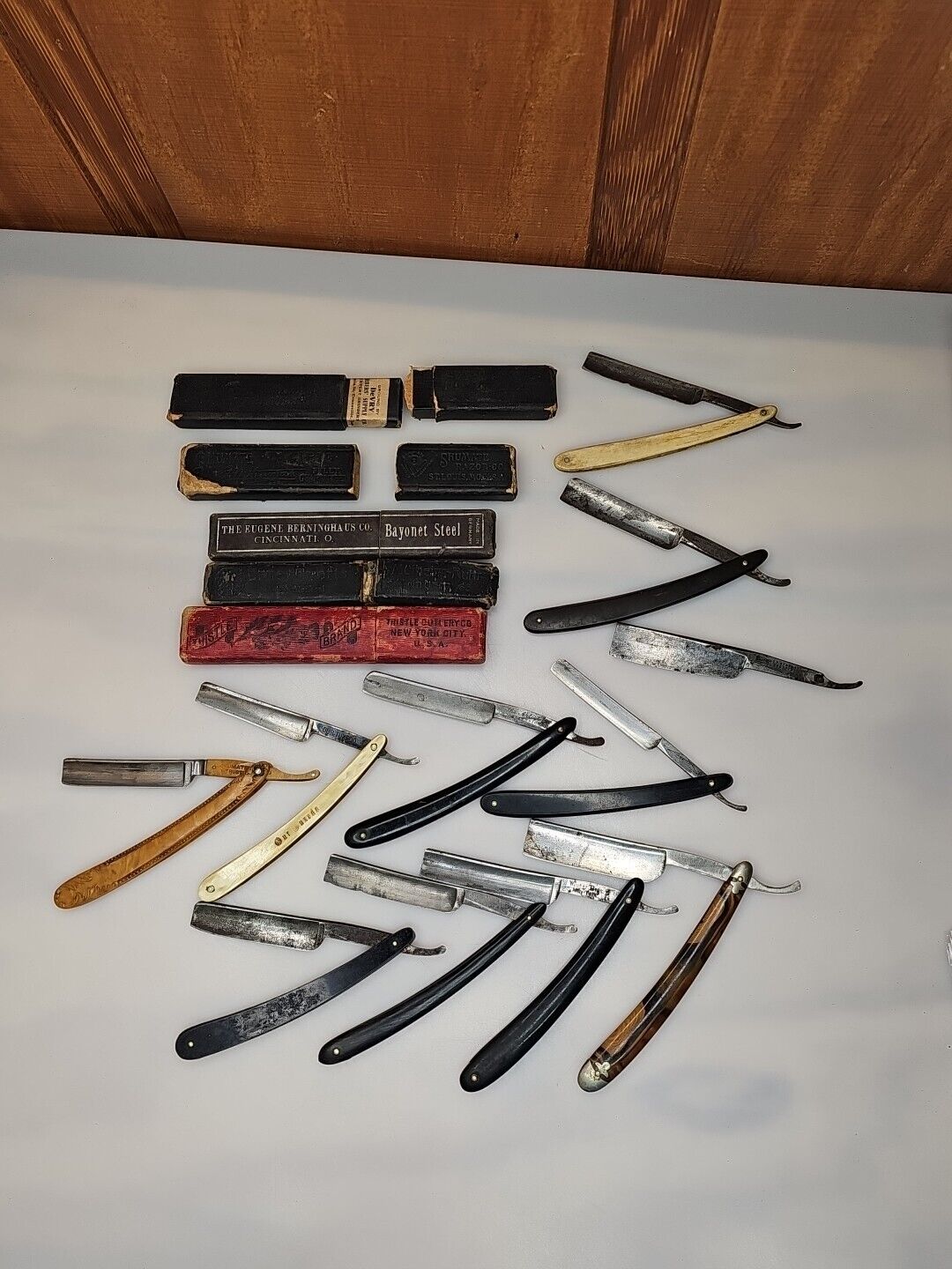 Antique Straight Razors Various Brands & Styles Lot Of 10, Boxes AS IS 