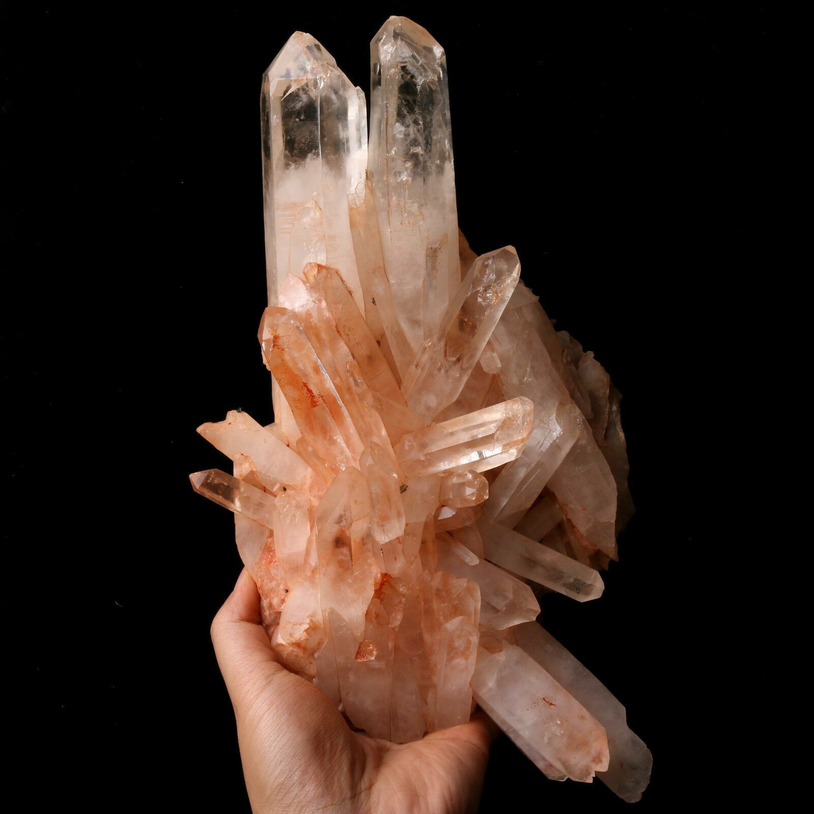 4.8lb Natural Pink Skin Clear Quartz Crystal Cluster Point Wand Mineral Specimen