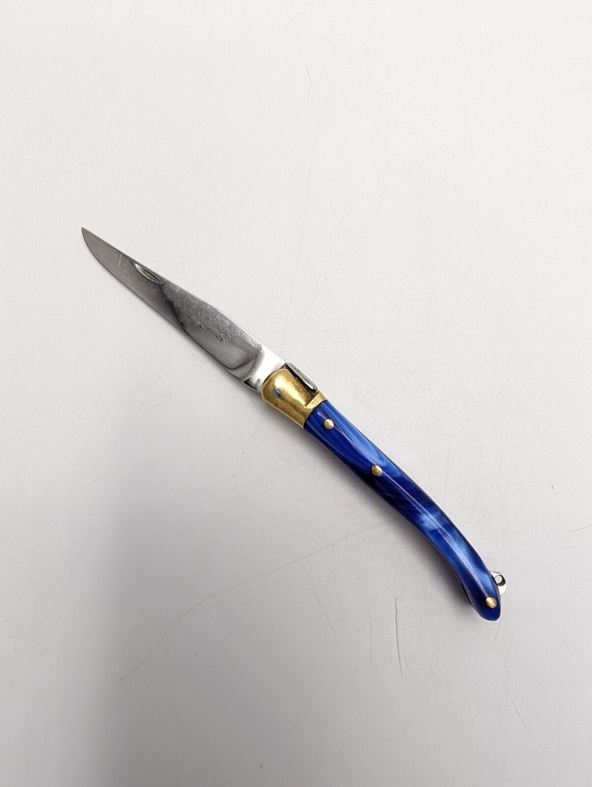 ✨ Vintage Laguiole Rossignol France Pocket Knife Blue Brass Bumble Bee